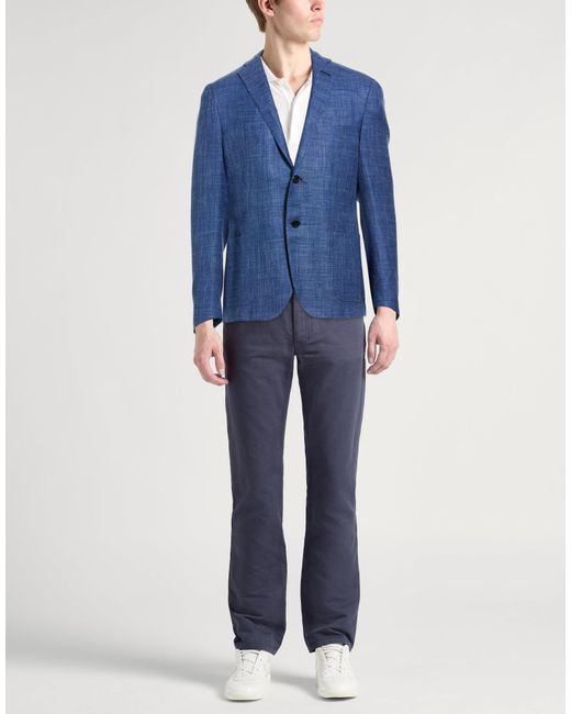 Corneliani Blue Blazer Virgin Wool, Silk, Linen for men