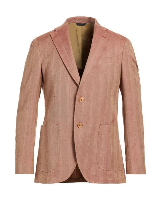 Tombolini Brown Blazer Cotton, Linen, Silk for men