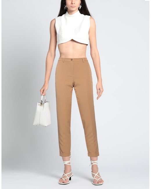 19.70 Nineteen Seventy Natural Camel Pants Polyester, Elastane