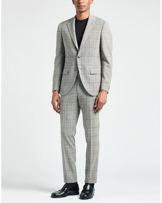 Luigi Bianchi Gray Cream Suit Virgin Wool for men