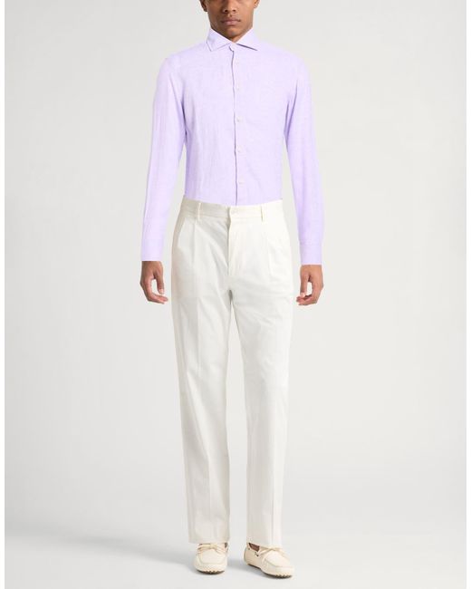 120% Lino Purple Lilac Shirt Linen for men