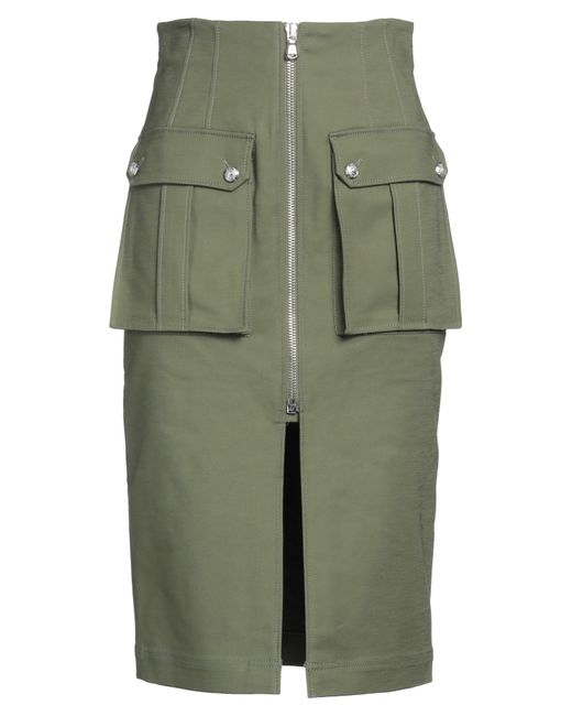 Veronica Beard Green Military Midi Skirt Cotton, Elastane