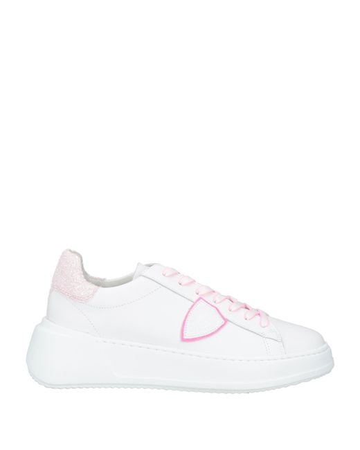 Philippe Model White Sneakers Leather, Textile Fibers