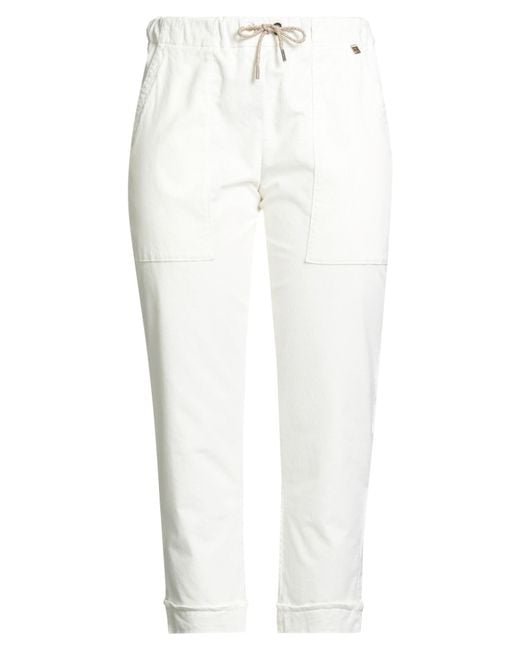 Dismero White Ivory Pants Cotton, Elastane
