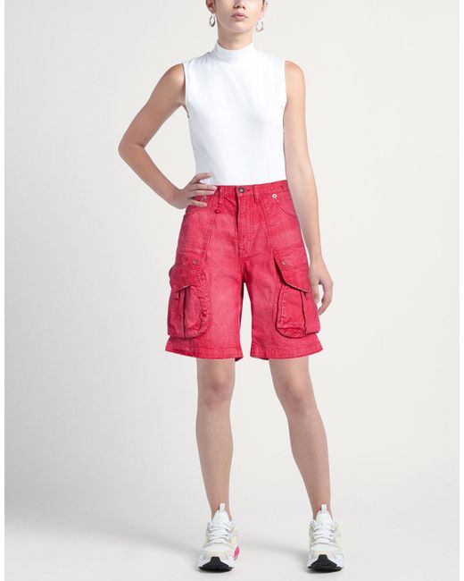R13 Red Denim Shorts
