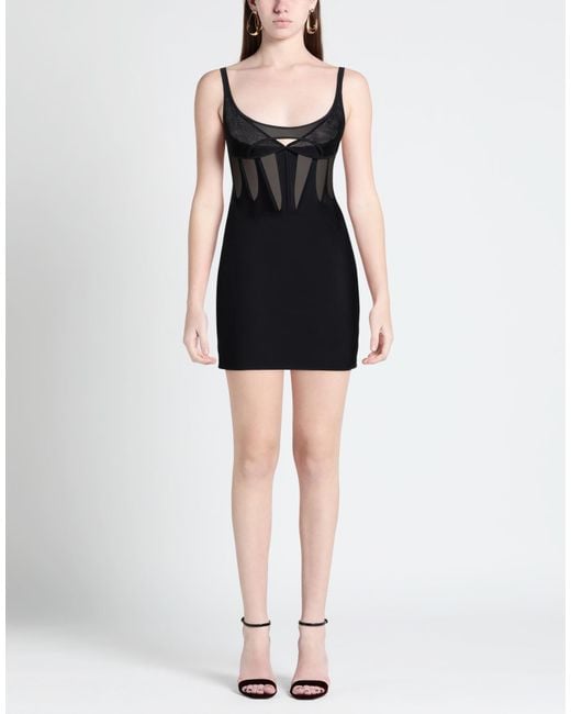 Mugler Black Mini Dress Polyamide, Elastane