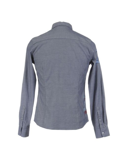 La Martina Blue Long Sleeve Shirt for men