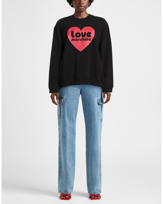 Love Moschino Black Sweatshirt Cotton, Elastane