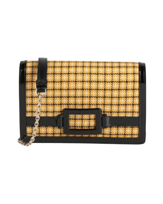 Roger Vivier Metallic Cross-Body Bag Textile Fibers, Leather