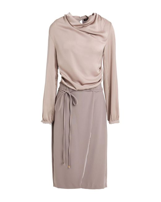 Annarita N. Gray Taupe Midi Dress Polyester, Elastane