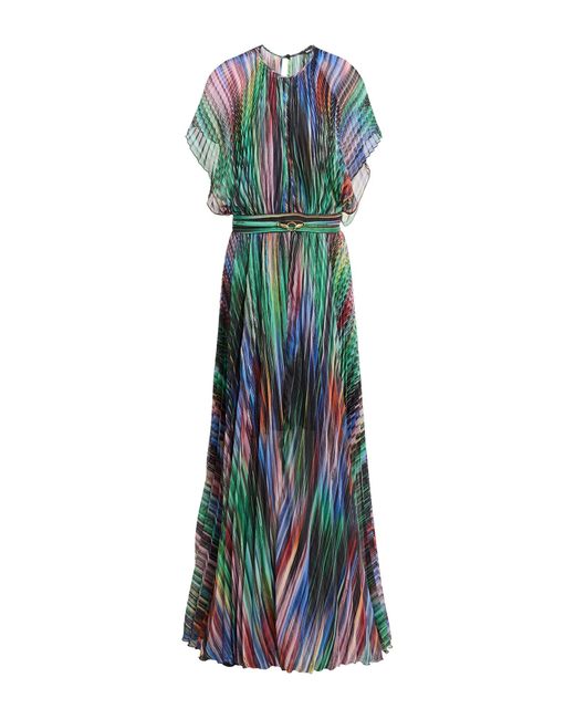 Just Cavalli Green Maxi Dress Polyester, Metallic Polyester