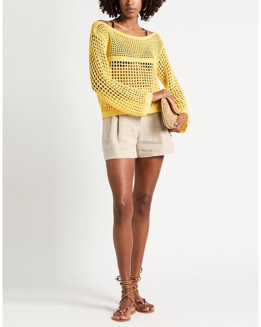 Liu Jo Yellow Better Sweater Polyester, Cotton