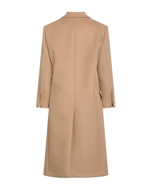 Sandro Natural Camel Coat Wool, Polyamide