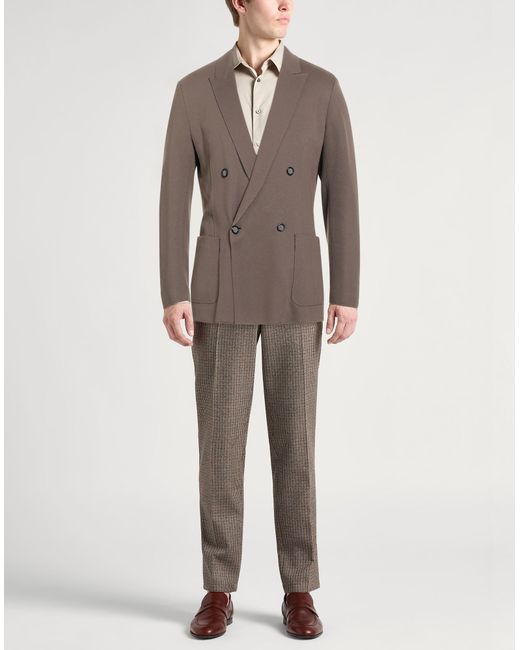 Paolo Pecora Brown Blazer Viscose, Polyamide, Elastane for men