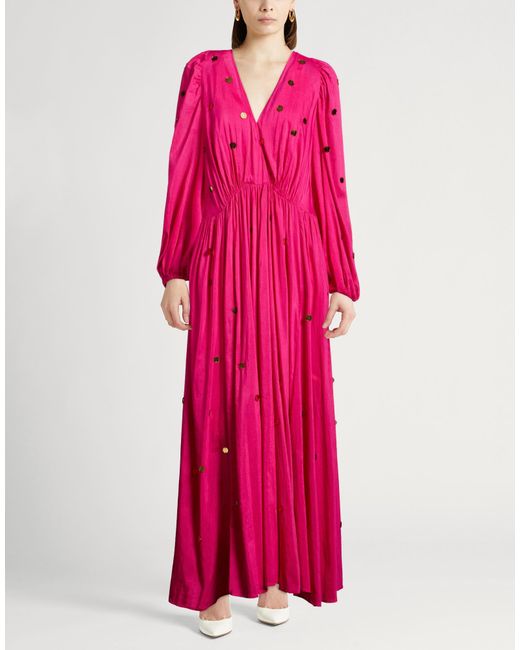 Forte_forte Pink Fuchsia Maxi Dress Cotton, Silk, Acrylic