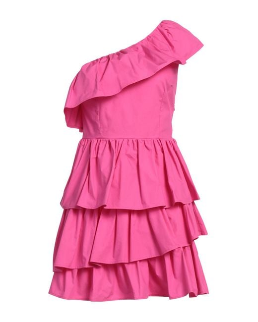 White Wise Pink Fuchsia Mini Dress Cotton