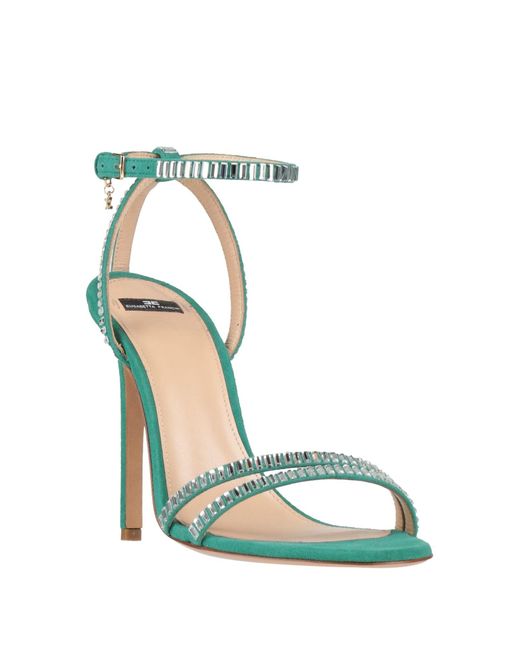 Elisabetta Franchi Green Sandals Leather