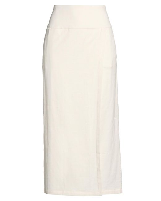 Eleventy White Cream Maxi Skirt Cotton, Wool, Viscose, Linen, Elastane