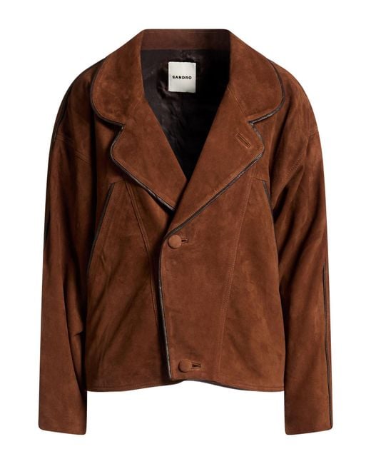 Sandro Brown Jacket Goat Skin, Lambskin