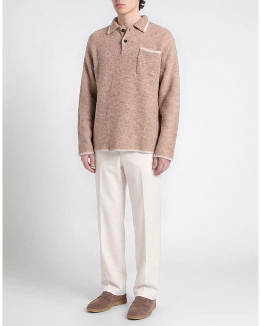Giorgio Armani Natural Sand Sweater Alpaca Wool, Polyamide, Wool, Elastane for men