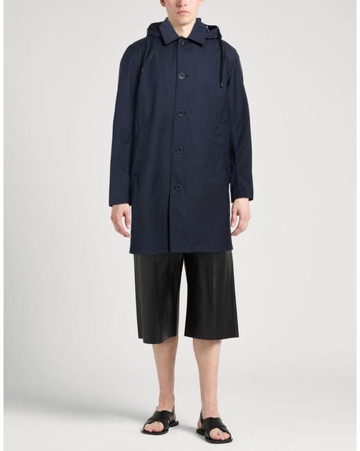 Herno Blue Overcoat & Trench Coat Virgin Wool for men