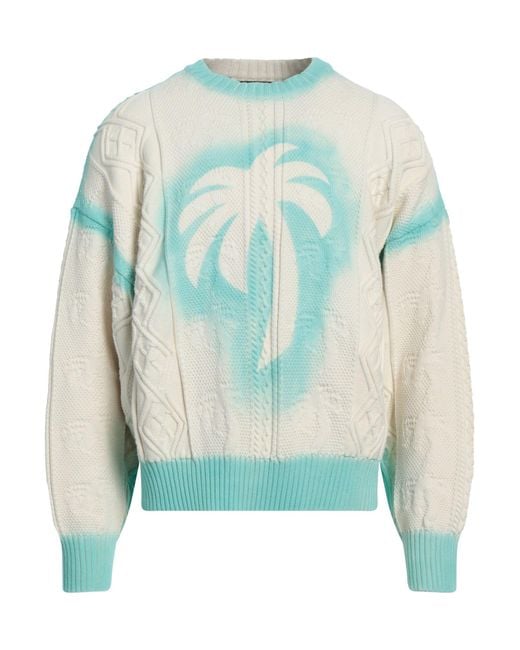Palm Angels Cream Sweater Cotton, Polyamide, Polyester in Blue for