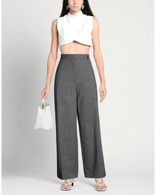 Sandro Gray Pants Polyester, Wool, Viscose, Elastane
