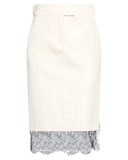 Tom Ford White Ivory Midi Skirt Cotton, Wool, Silk