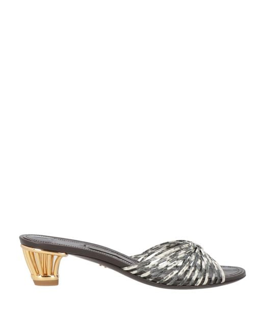 Ferragamo Metallic Charcoal Sandals Calfskin