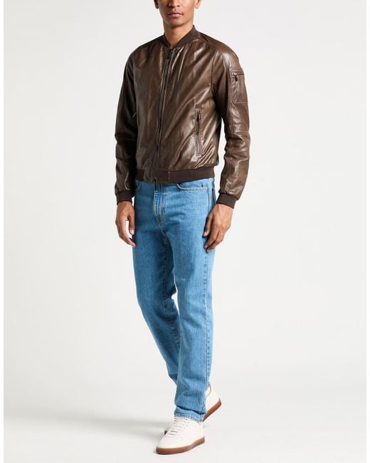 Moorer Brown Dark Jacket Leather for men