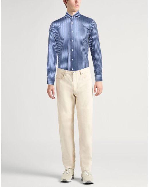 Fedeli Blue Shirt Cotton, Elastane for men