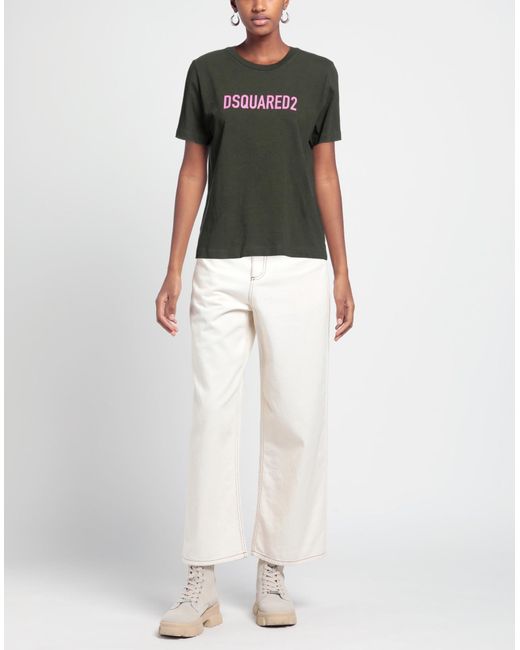 DSquared² Brown Distressed T-Shirt With Logo Print