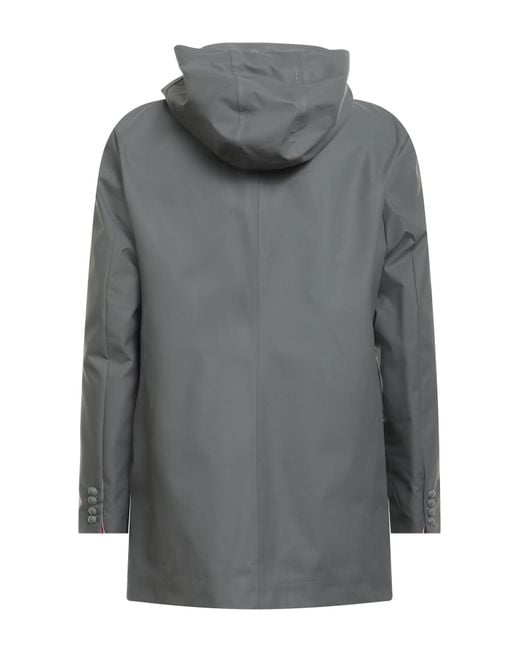 Thom Browne Gray Lead Overcoat & Trench Coat Wool, Polyurethane for men
