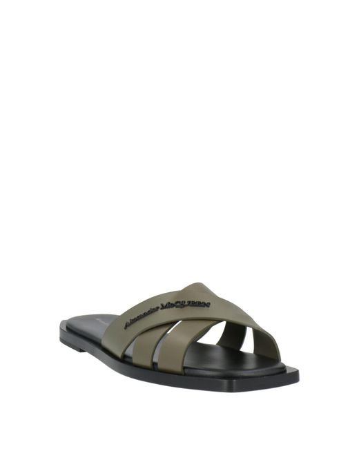 McQueen Green Military Sandals Calfskin for men