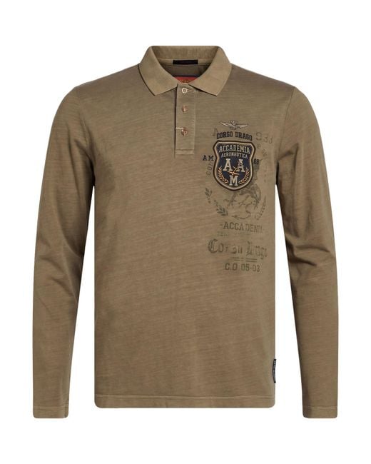 Aeronautica Militare Green Military Polo Shirt Cotton for men