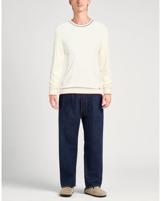 Manuel Ritz White Ivory Sweater Linen, Cotton for men