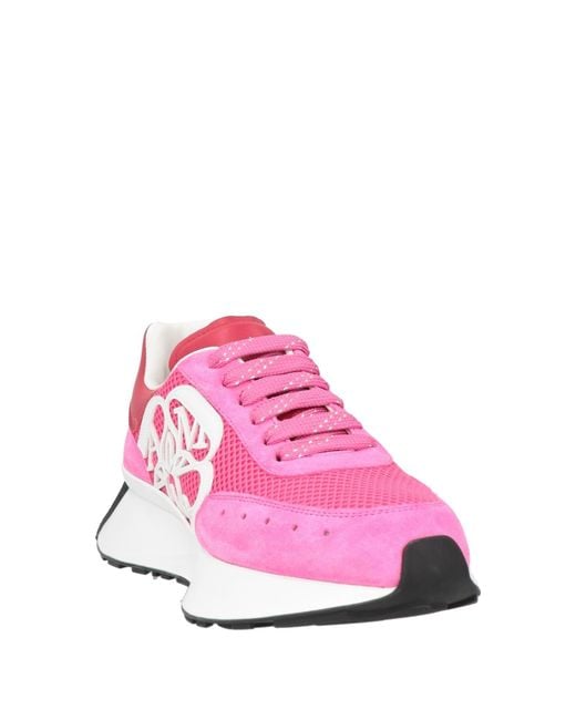 McQueen Pink Sneakers Soft Leather, Textile Fibers
