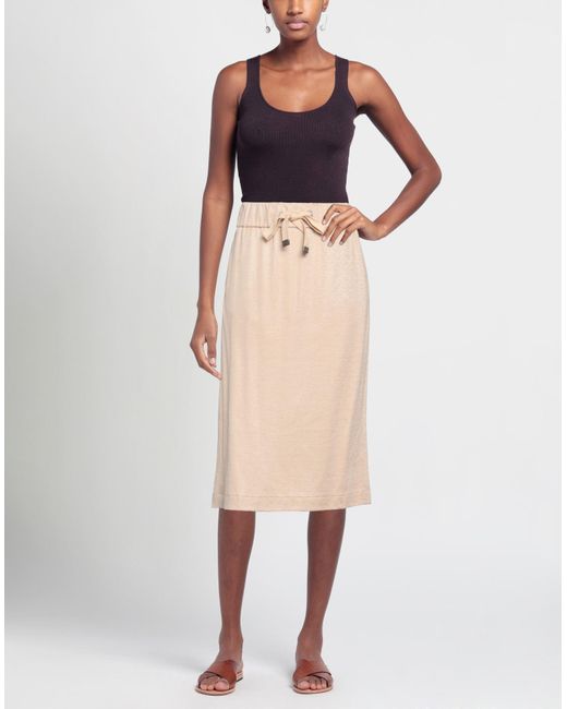 Peserico Natural Sand Midi Skirt Cotton, Linen, Polyamide
