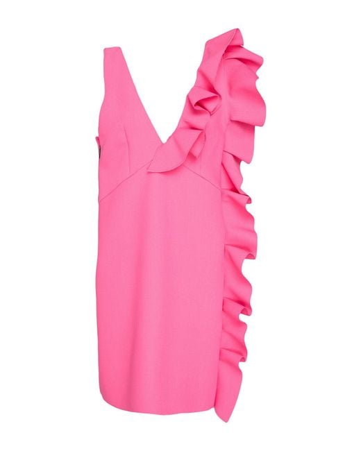 MSGM Pink Fuchsia Mini Dress Polyester, Viscose, Elastane