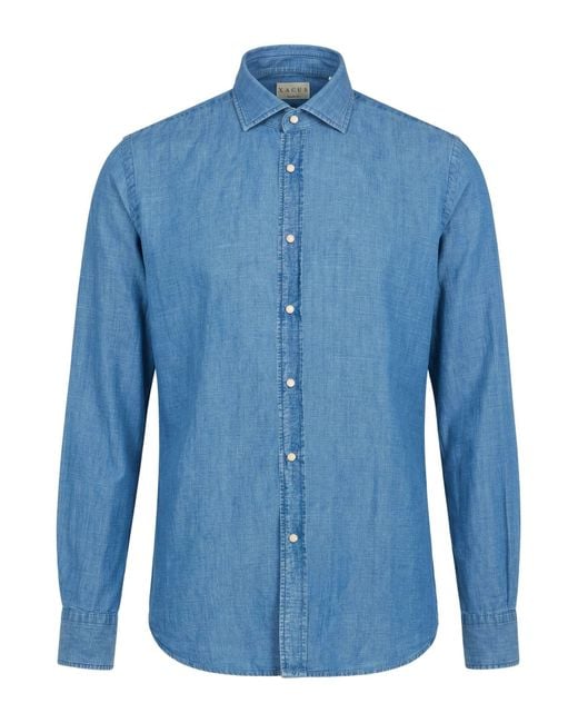 Xacus Blue Denim Shirt Cotton, Linen for men