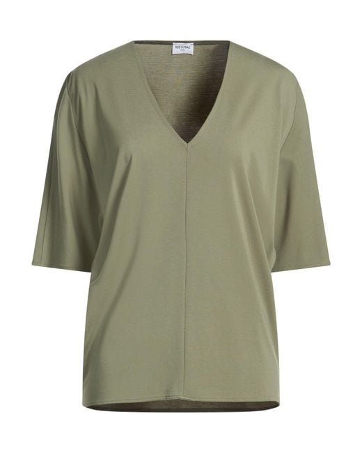 RUE DU BAC Green T-Shirt Viscose, Polyamide, Elastane