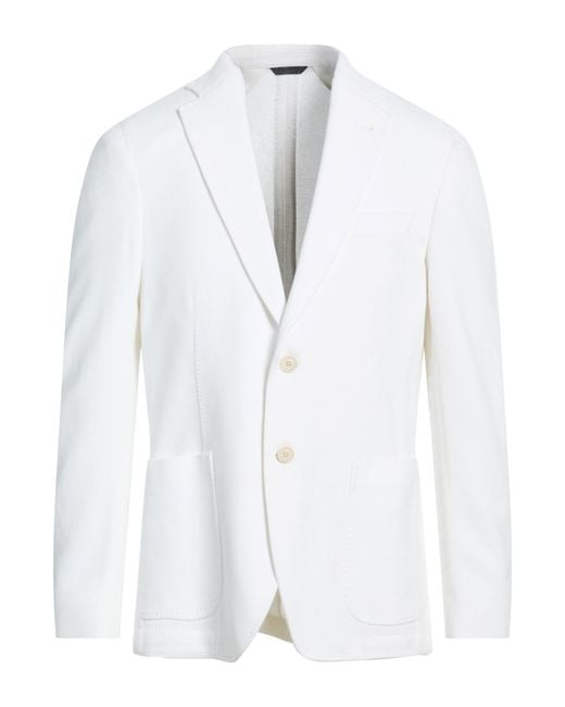 Tombolini White Blazer Cotton, Polyamide for men