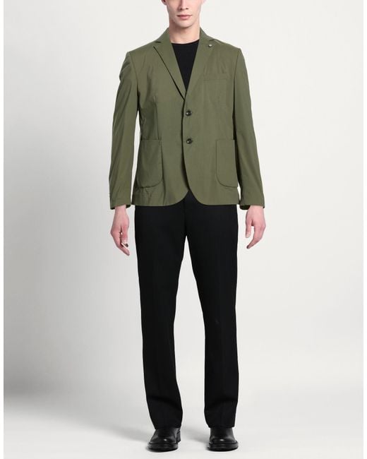 ANDREA DES HOMME Green Military Blazer Cotton, Nylon, Elastane for men