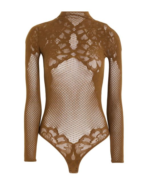 Wolford Brown Khaki Bodysuit Polyamide, Elastane