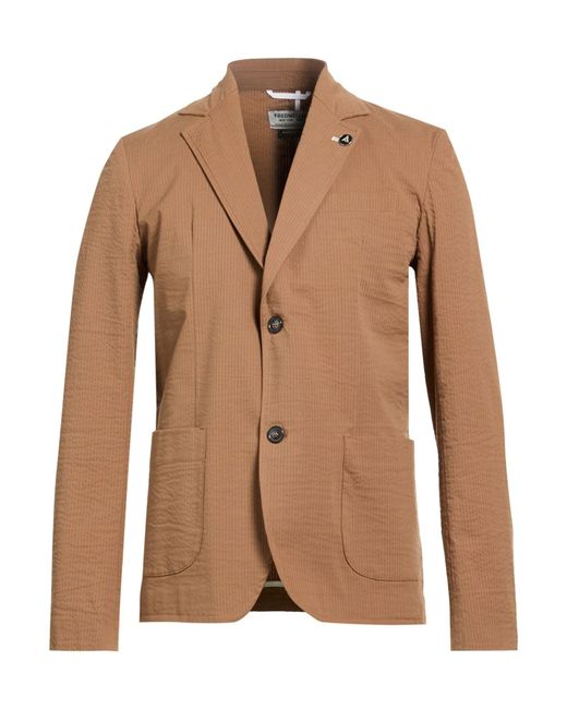 Fred Mello Brown Camel Blazer Cotton, Elastane for men