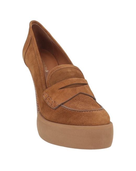 Paloma Barceló Brown Camel Loafers Leather