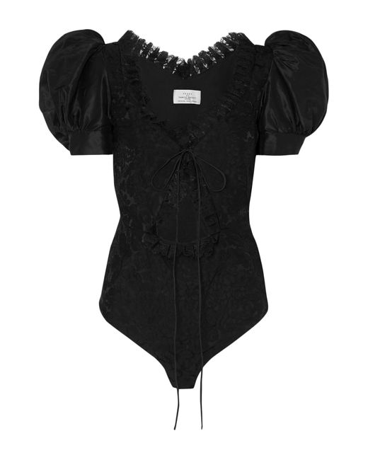 Preen By Thornton Bregazzi Black Bodysuit Viscose, Silk