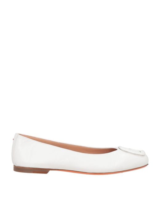 Santoni White Ballet Flats