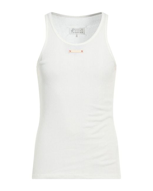 Maison Margiela White Tank Top Cotton, Lyocell for men