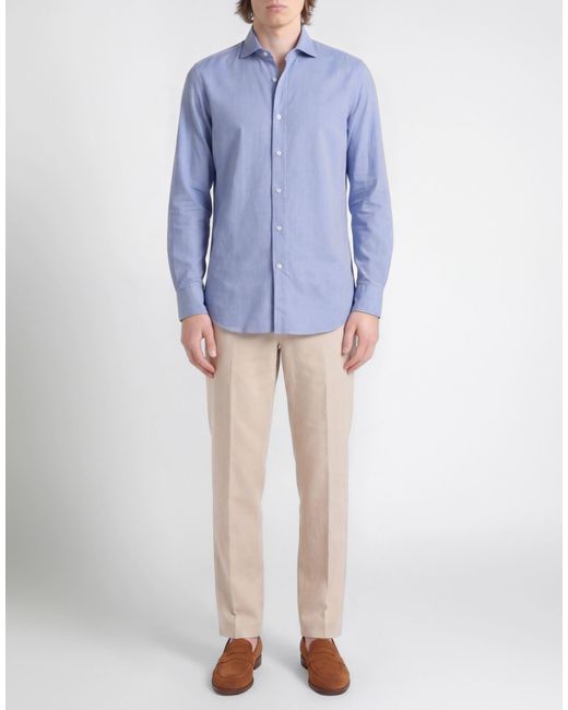 Finamore 1925 Blue Shirt Cotton for men